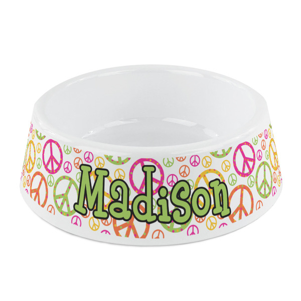 Custom Peace Sign Plastic Dog Bowl - Small (Personalized)