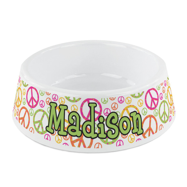 Custom Peace Sign Plastic Dog Bowl - Small (Personalized)