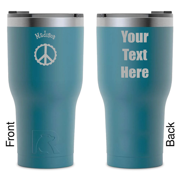 Custom Peace Sign RTIC Tumbler - Dark Teal - Laser Engraved - Double-Sided (Personalized)