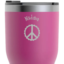 Peace Sign RTIC Tumbler - Magenta - Laser Engraved - Double-Sided (Personalized)