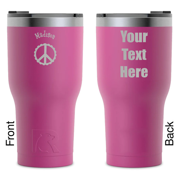 Custom Peace Sign RTIC Tumbler - Magenta - Laser Engraved - Double-Sided (Personalized)