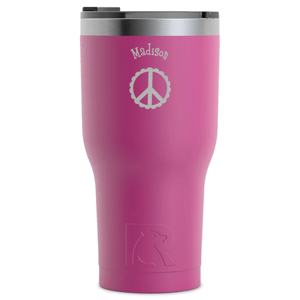 Custom Peace Sign RTIC Tumbler - Magenta - Laser Engraved - Single-Sided (Personalized)