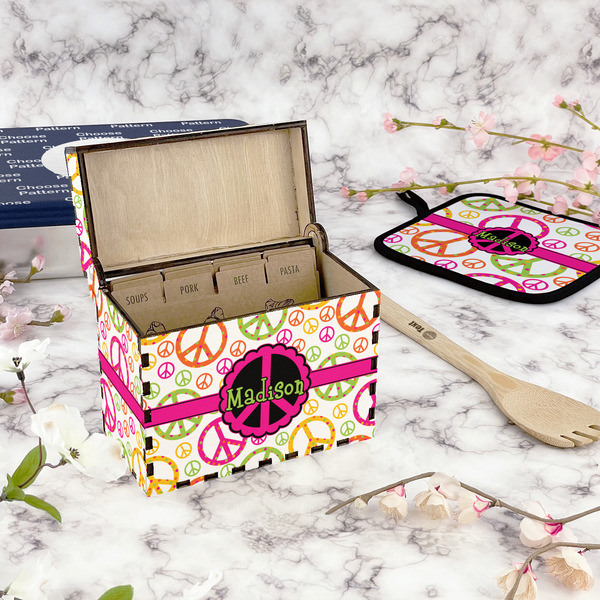 Peace Sign Recipe Box - Full Color - In Context
