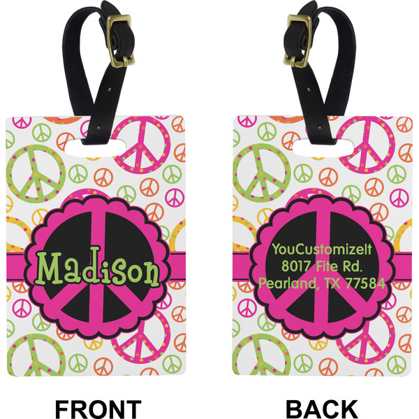 Peace Sign Rectangle Luggage Tag (Front + Back)