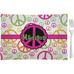 Peace Sign Glass Rectangular Appetizer / Dessert Plate (Personalized)