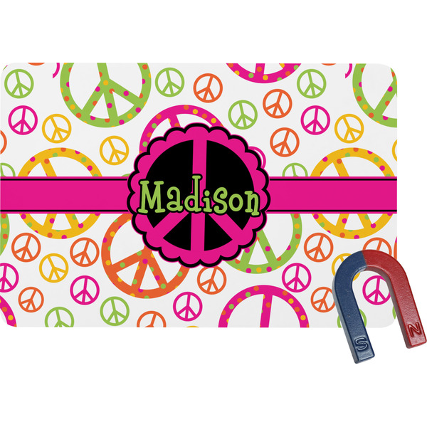 Custom Peace Sign Rectangular Fridge Magnet (Personalized)