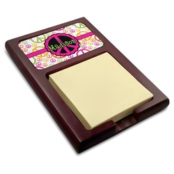 Peace Sign Red Mahogany Sticky Note Holder (Personalized)