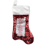 Peace Sign Reversible Sequin Stocking - Red (Personalized)