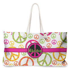 Peace Sign Large Tote Bag with Rope Handles (Personalized)
