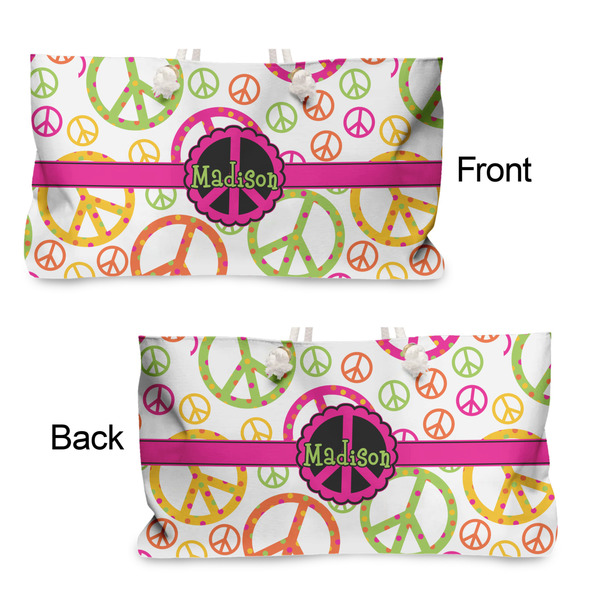 Peace Sign Large Rope Tote - From & Back View