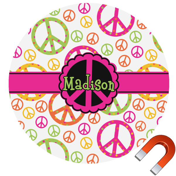 Custom Peace Sign Round Car Magnet - 6" (Personalized)