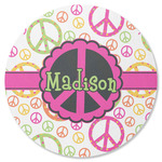Peace Sign Round Rubber Backed Coaster (Personalized)