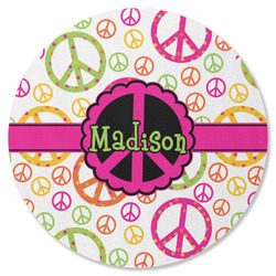 Peace Sign Round Rubber Backed Coaster (Personalized)
