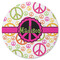 Peace Sign Round Rubber Backed Coaster (Personalized)