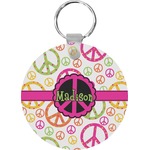Peace Sign Round Plastic Keychain (Personalized)