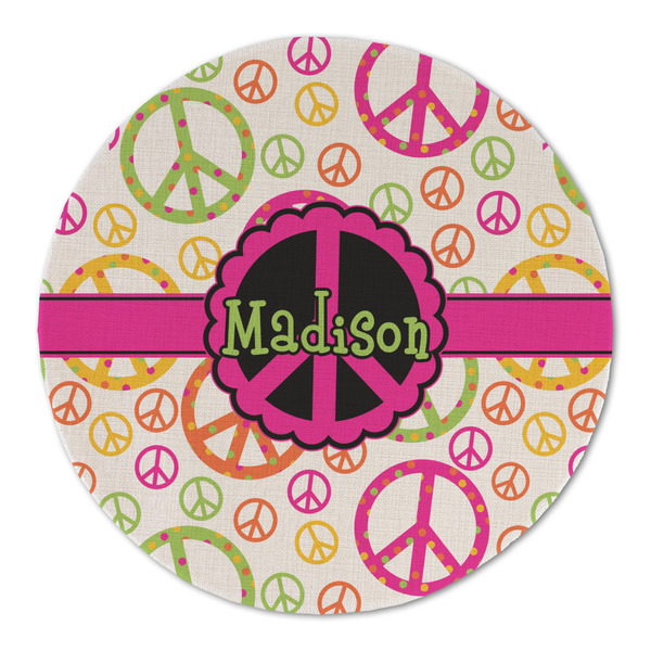 Custom Peace Sign Round Linen Placemat - Single Sided (Personalized)