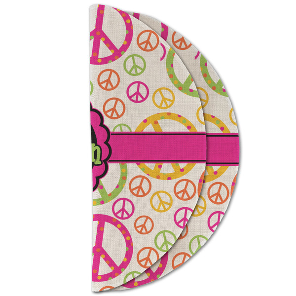 Peace Sign Round Linen Placemats - HALF FOLDED (double sided)