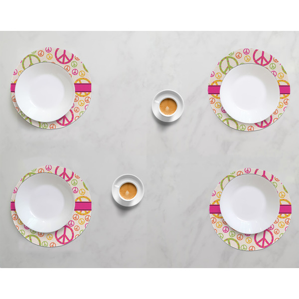 Peace Sign Round Linen Placemats - LIFESTYLE (set of 4)