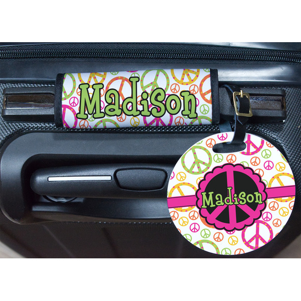 Peace Sign Round Luggage Tag & Handle Wrap - In Context