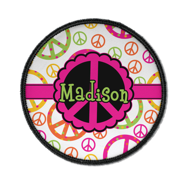 Custom Peace Sign Iron On Round Patch w/ Name or Text