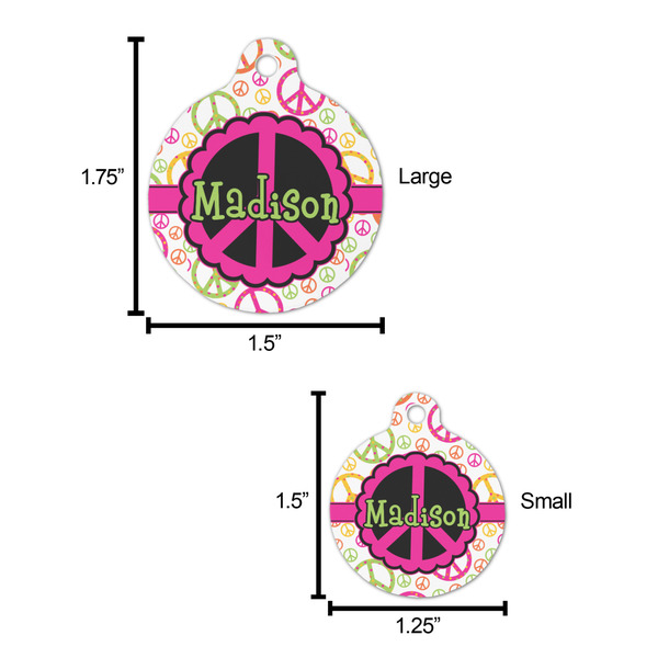 Peace Sign Round Pet ID Tag - Large - Comparison Scale
