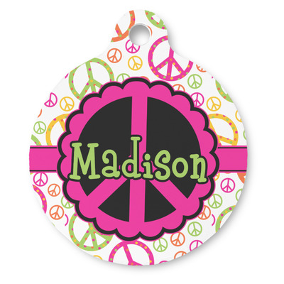 Peace Sign Round Pet ID Tag (Personalized)