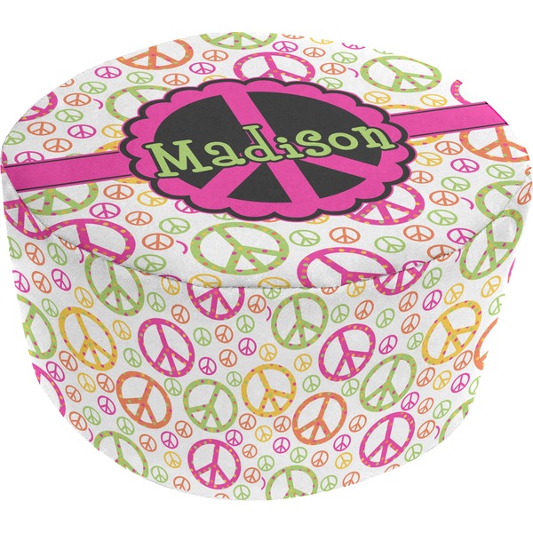 Custom Peace Sign Round Pouf Ottoman (Personalized)