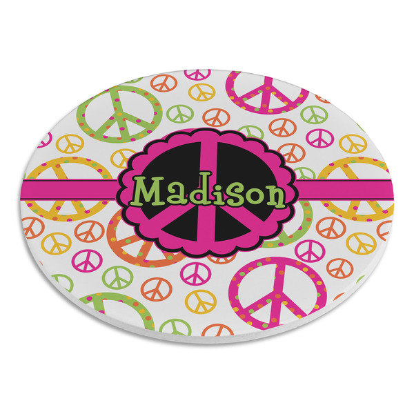 Peace Sign Round Stone Trivet - Angle View