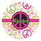 Peace Sign Round Stone Trivet - Front View