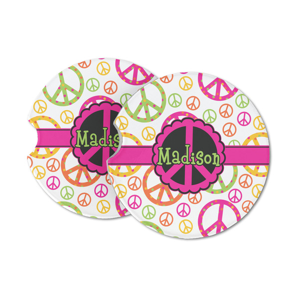 Custom Peace Sign Sandstone Car Coasters - Set of 2 (Personalized)