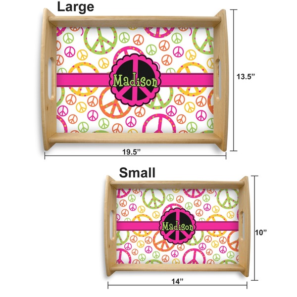 Peace Sign Serving Tray Wood Sizes