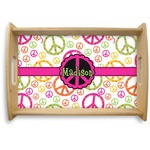 Peace Sign Natural Wooden Tray - Small (Personalized)
