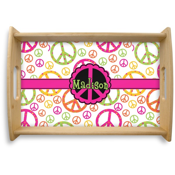 Custom Peace Sign Natural Wooden Tray - Small (Personalized)