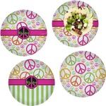 Peace Sign Set of 4 Glass Lunch / Dinner Plate 10" (Personalized)