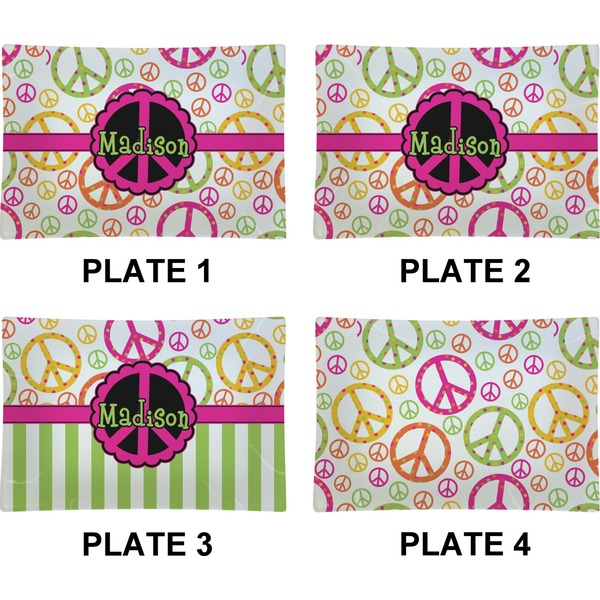 Peace Sign Set of Rectangular Appetizer / Dessert Plates (Approval)