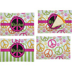 Peace Sign Set of 4 Glass Rectangular Appetizer / Dessert Plate (Personalized)