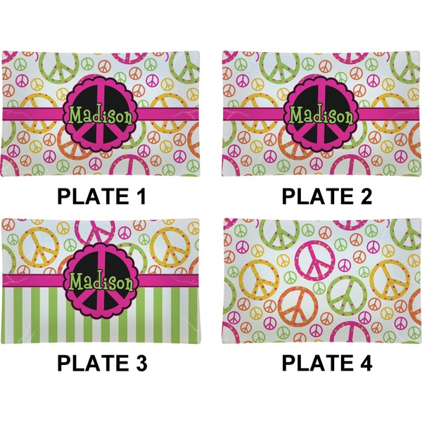 Peace Sign Set of Rectangular Dinner Plates (Approval)