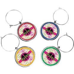 Peace Sign Wine Charms (Set of 4) (Personalized)