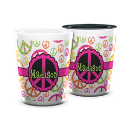 Peace Sign Ceramic Shot Glass - 1.5 oz (Personalized)