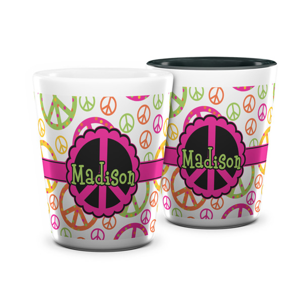 Custom Peace Sign Ceramic Shot Glass - 1.5 oz (Personalized)