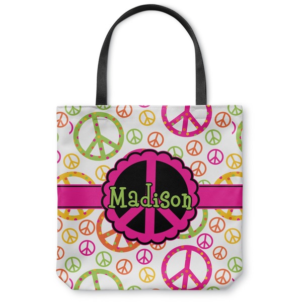 Custom Peace Sign Canvas Tote Bag - Large - 18"x18" (Personalized)