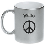Peace Sign Metallic Silver Mug (Personalized)