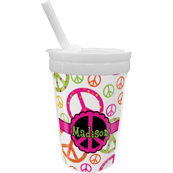 Custom Peace Sign Sippy Cup with Straw (Personalized)