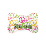 Peace Sign Bone Shaped Dog Food Mat (Small) (Personalized)