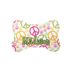 Peace Sign Bone Shaped Dog Food Mat (Small) (Personalized)