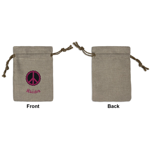 Peace Sign Small Burlap Gift Bag - Front Approval