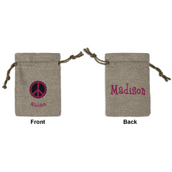 Peace Sign Small Burlap Gift Bag - Front & Back (Personalized)