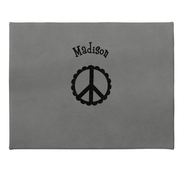 Peace Sign Small Engraved Gift Box with Leather Lid - Approval