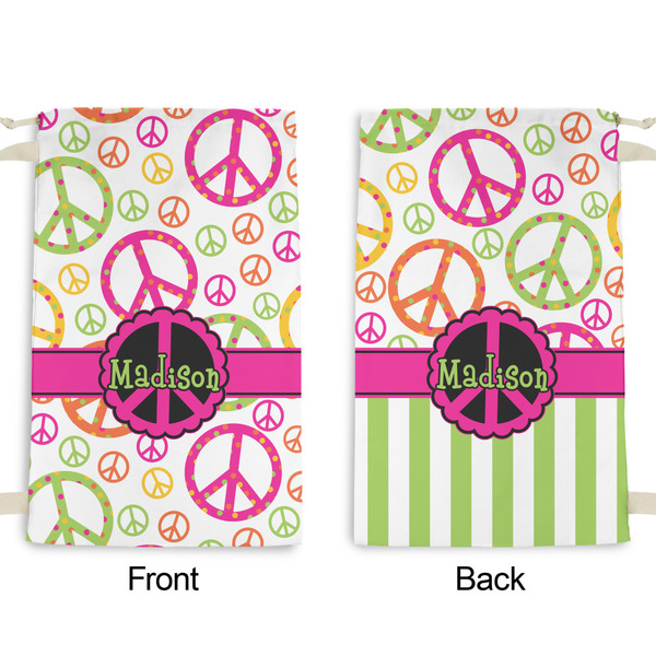 Peace Sign Small Laundry Bag - Front & Back View