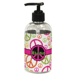 Peace Sign Plastic Soap / Lotion Dispenser (8 oz - Small - Black) (Personalized)